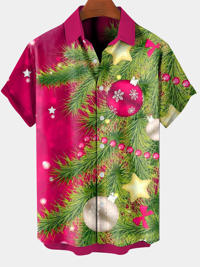 2025 nuevo estilo comercio exterior transfronterizo elemento creativo camisa 3D impresión digital tendencia suelta camisa de manga corta top de hombre