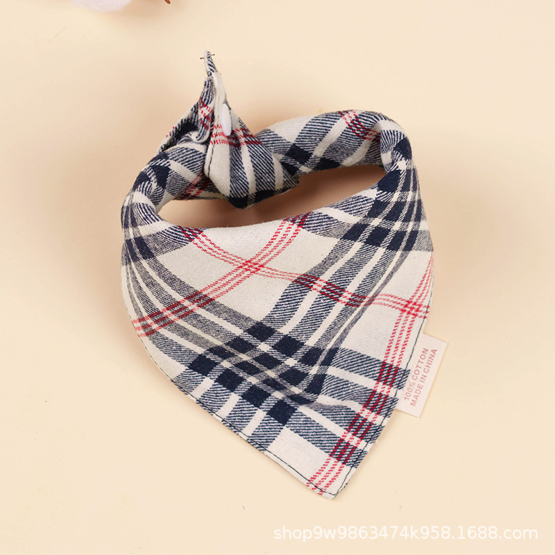 Bebé de algodón bebé babero triángulo BiB Snap de doble capa babero recién nacido niños bufanda a cuadros cuatro estaciones