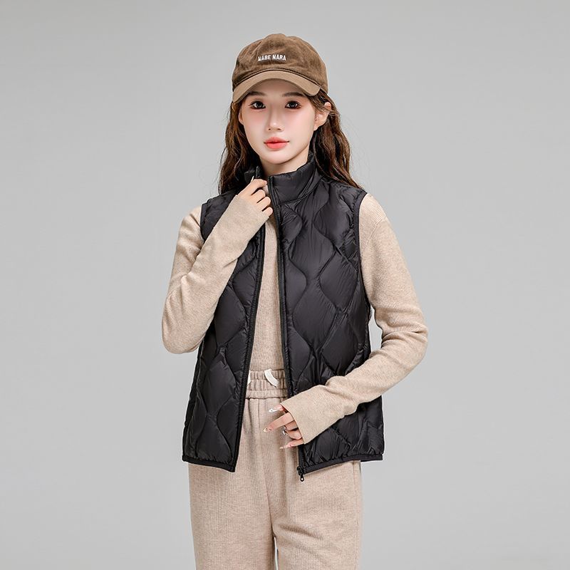 Chaqueta de plumón casual ligera de mujer moda polifacética blanca ligera caliente invierno y otoño abrigo delgado grande