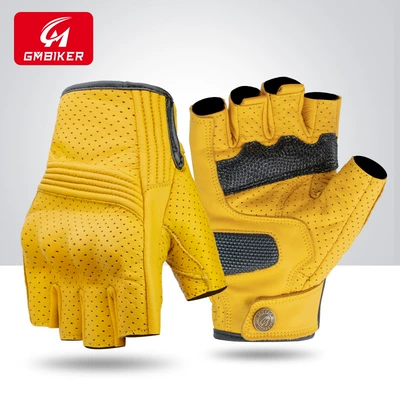 Motorcycle Safety Supplies | Motorcycle Rider Equipment, Men's and - 303b-yellow-half-finger-model-imported-sheepskin-soft-and-comfortable-s