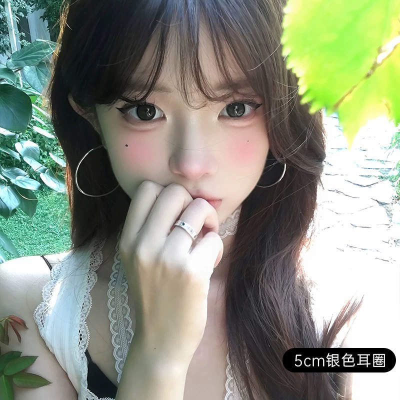银色素圈耳环女2025年新款爆款高级感耳钉无耳洞耳夹耳圈百搭耳饰|undefined