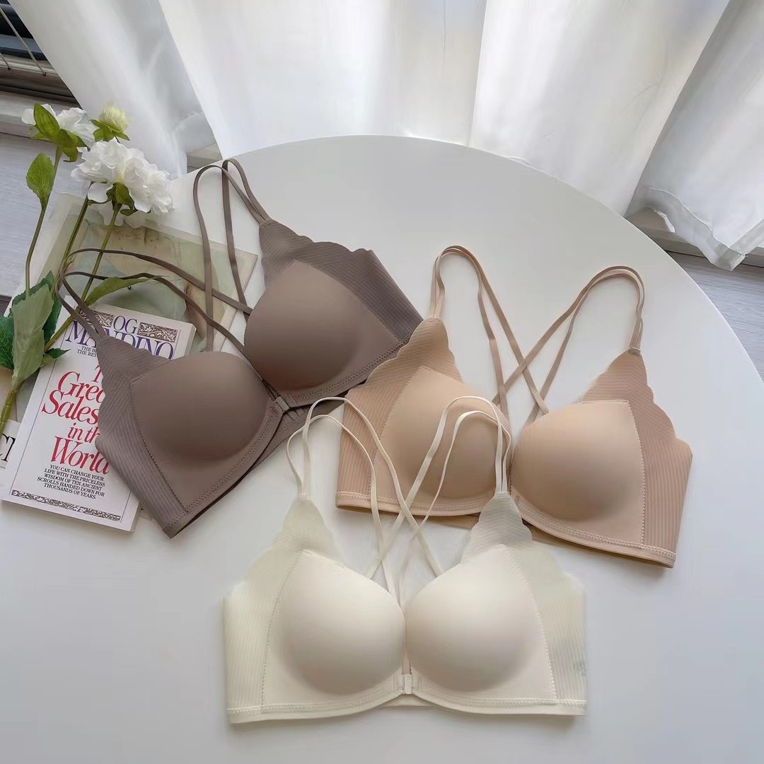 169 Sin imán, sin almohadilla para el pecho, hebilla frontal integrada, sin anillo de acero, pecho pequeño, recogido, ropa interior grande, sujetador de espalda sexy, mujer
