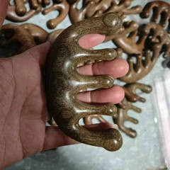 Golden Silk Green Sandalwood Five-Tooth Ball Massage Comb Hair Comb Gua Sha Multi-Function Meridian Comb Rhino Horn Sandalwood Comb