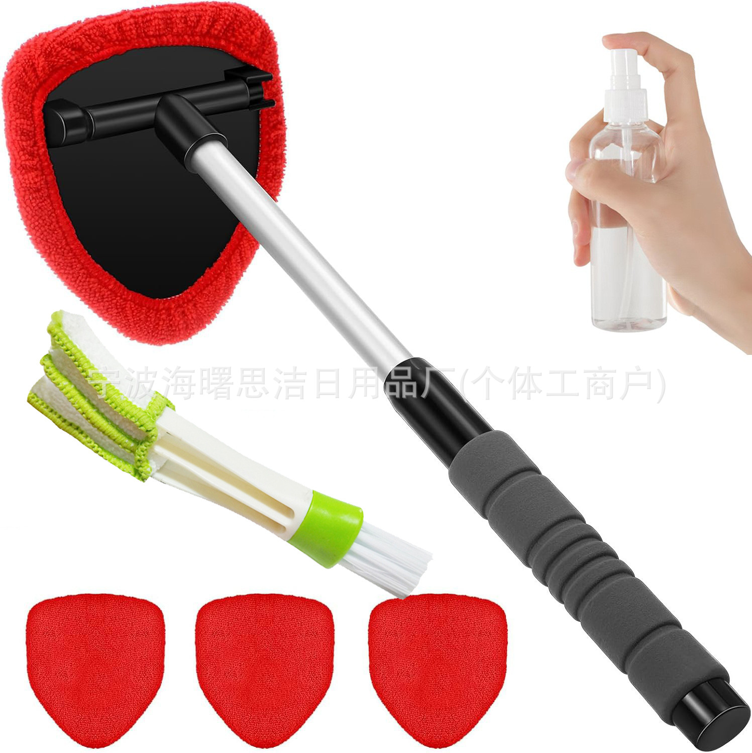 Car cleaning tools – Qìchē crevice brush - 1-set-b-style-sponge-plastic-parts-4-red-cloth-covers-1-100ml-bottle-1-detail-brush