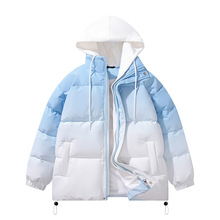 男士棉服羽绒服2025新款爆款潮牌轻薄短款假两件冬装加厚连帽外套