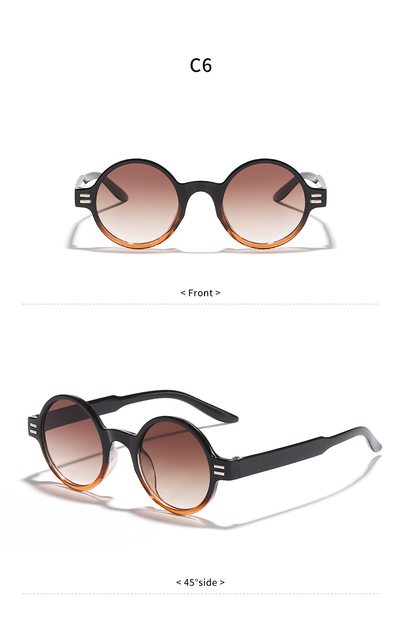Retro Solid Color Ac Round Frame Full Frame Women's Sunglasses display picture 4