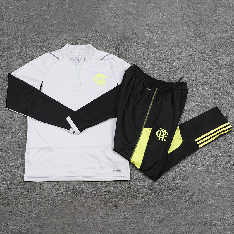 2324 Lamengo Gray Real Madrid Barcelona Arsenal Barca Long Sleeve Football Half Zip Training Suit suit Batch