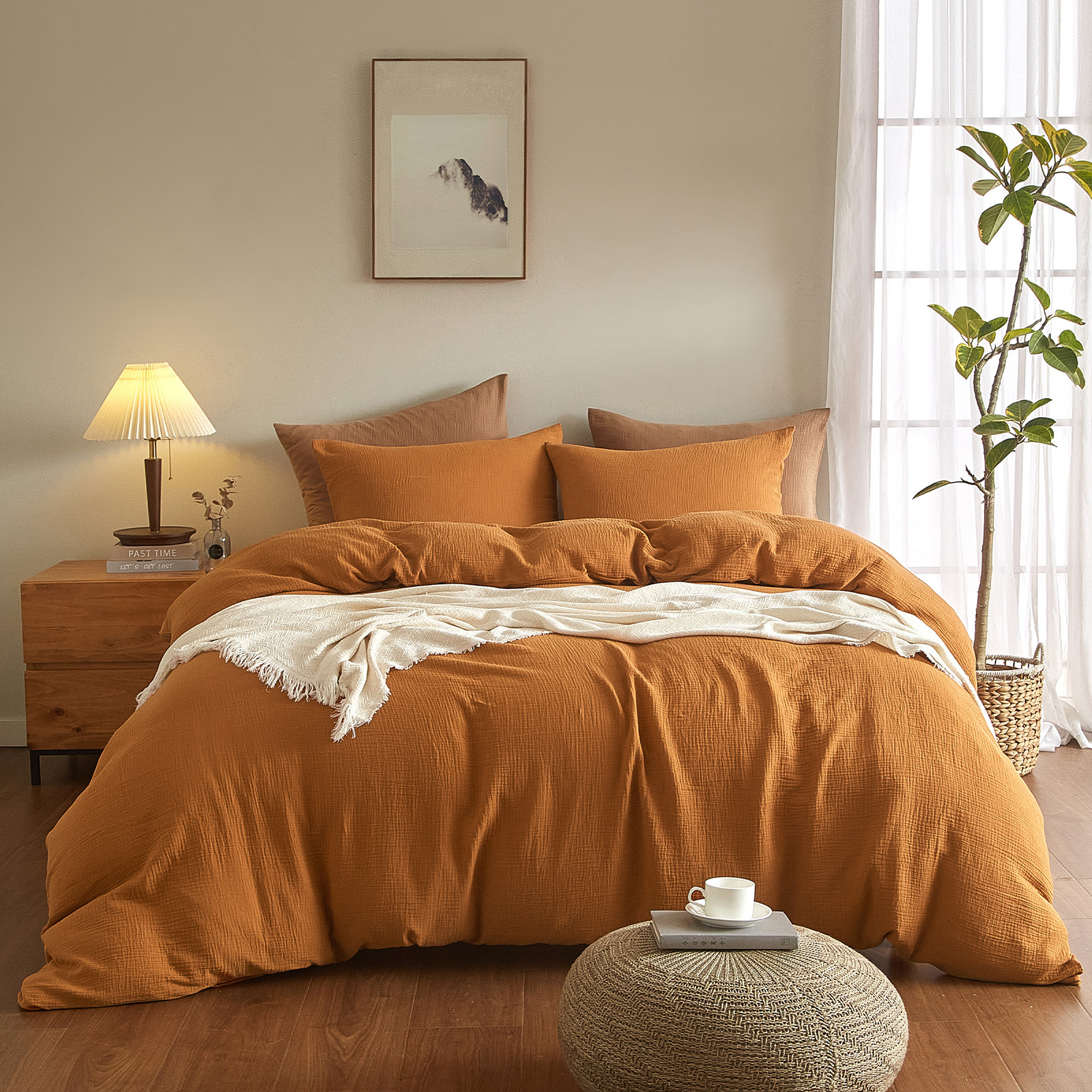 Cross-Border Export Class a Pure Cotton Double-Layer Gauze Quilt Cover 3-Piece Set with Pillowcase Double Bed Duvet Cover