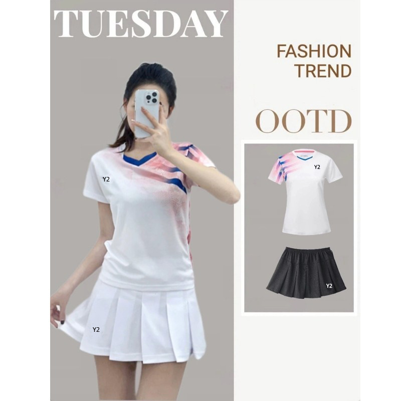 Summer Popular Yy Quick-Drying Badminton Suit Women's Competition Suit Sports Short-Sleeved Men's Breathable Training Team Uniform Top with Printing