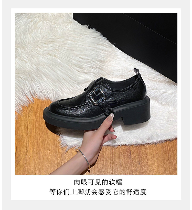 Giày lười nữ mũi tròn gót thô 3–5 cm kiểu Anh, đế cao su — Màu nâu, Màu đen chi tiết 13