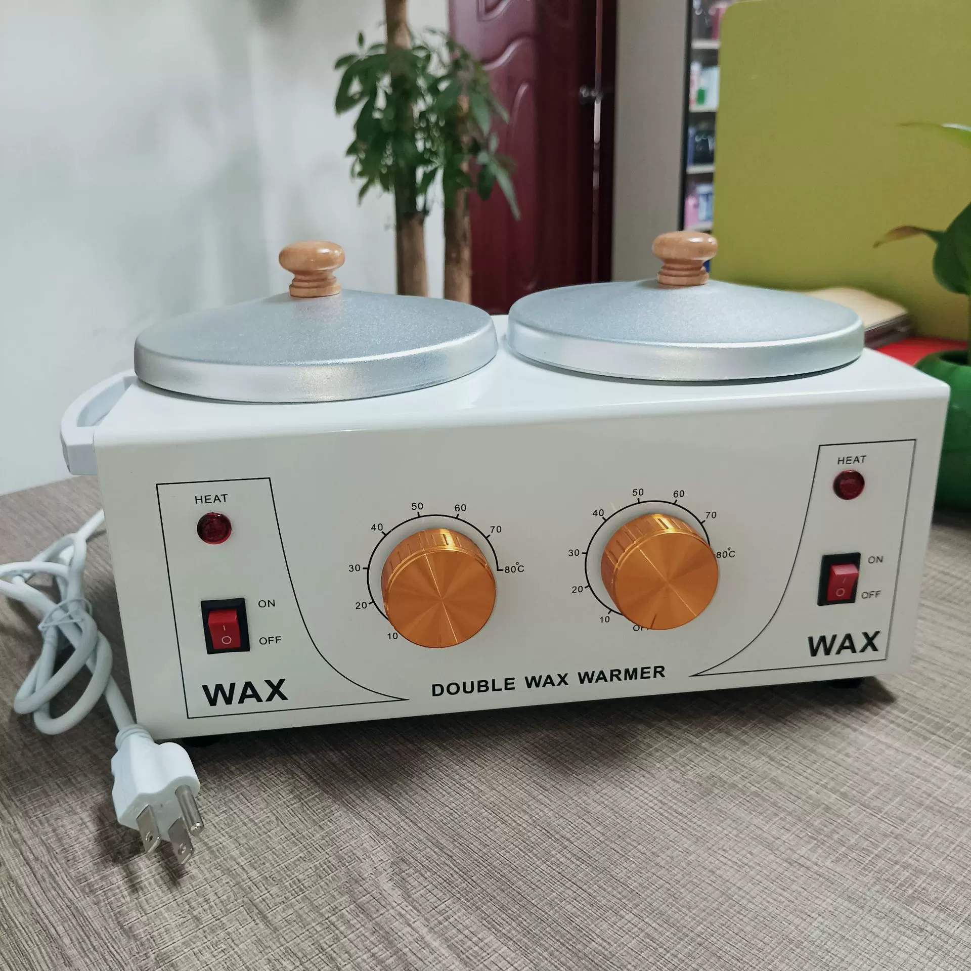 双锅热蜡机可调温度蜡疗机美容院脱毛双炉脱毛蜡机蜜蜡豆机便携式