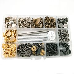 国境を越えた販売向け12.5mm銅製四つ折りボタンダウンジャケット、コート、バッグ用スナップボタン、マザーフィールドボタン取り付けツールセット