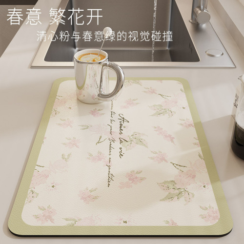 Cross-border kitchen countertop drain mat wipeable no-wash absorbent mat non-slip dish insulation mat bar mat wash basin mat
