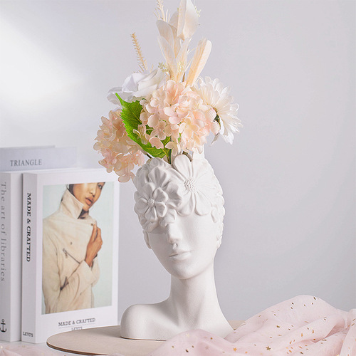 Nordic creative human body ceramic vase white simple home furnishings creative ins style European style light luxury and high-end sense