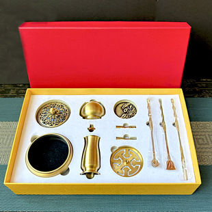 Xiangtuo xiangdao tool xiangtuo Xiangyin incense spoon incense sweep incense shovel gray Press Tuo nine-piece gift box introduction suit