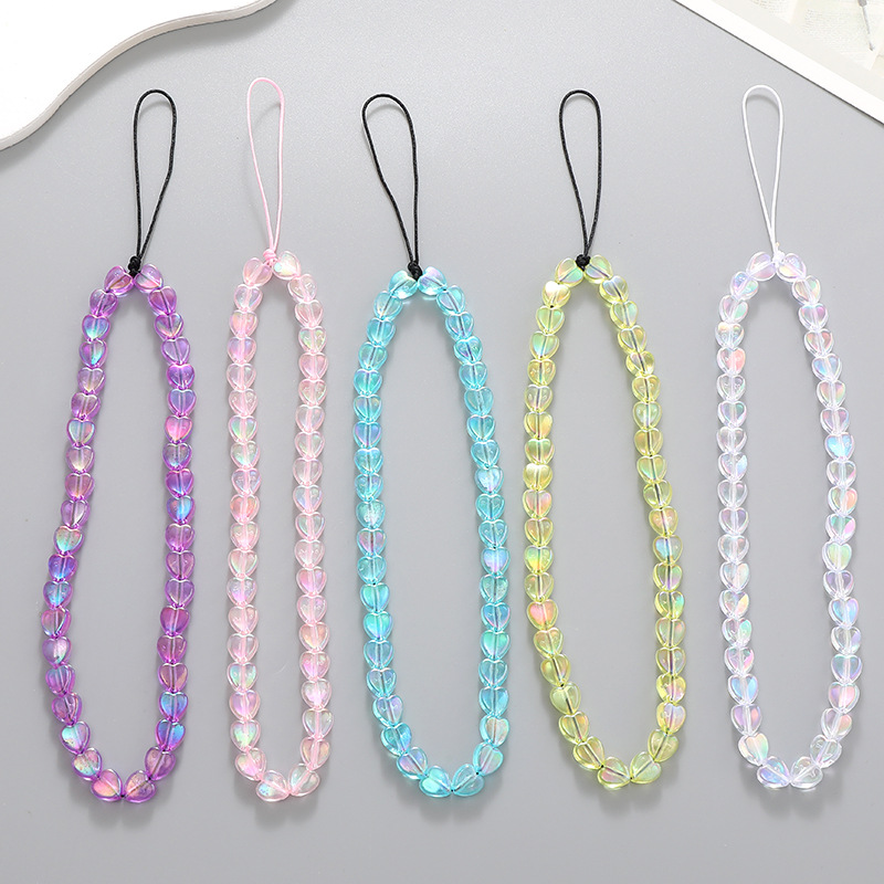 Hot sale mermaid Ji love beaded mobile phone chain phone case pendant drop-resistant anti-lost mobile phone lanyard for women
