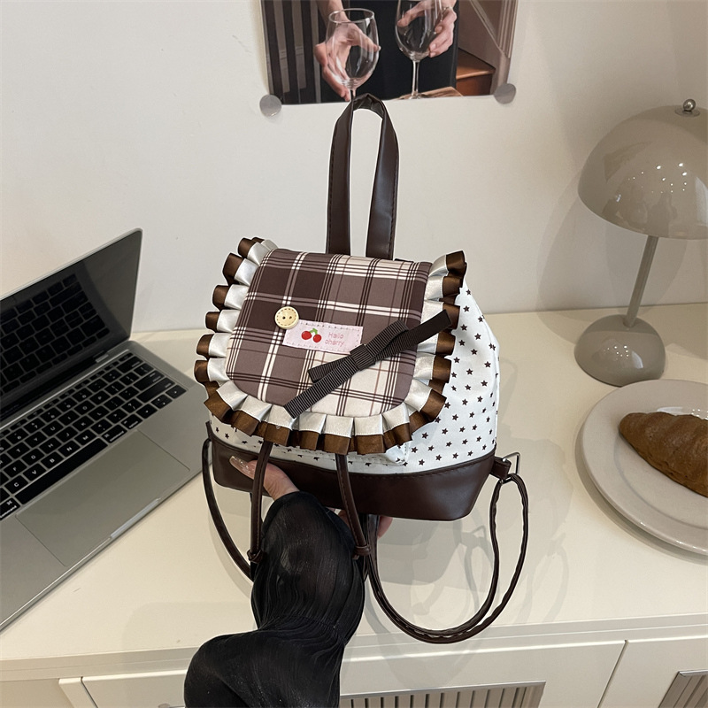 Mochila escolar de estudiantes para mujeres 2025, nueva moda, mochila a rejilla, nicho, mochila portátil de estilo ballet