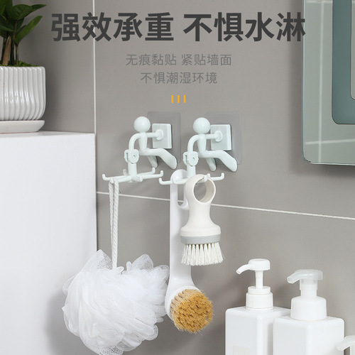 Kitchen villain six-claw rotating hook strong traceless sticky hook wall hanging top dual-purpose 6-hook storage rack without punching