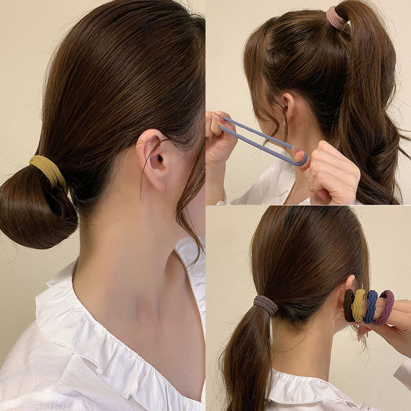 Corea del Sur diadema de alta banda de goma elástica duradera niñas lazo banda de pelo Cola de Caballo cuerda de pelo grueso tocado temperamento simple