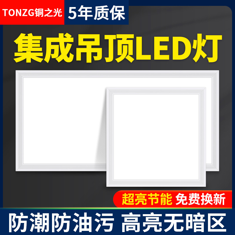 Office Ceiling Integrated Ceiling Panel Light Kitchen Light Embedded 30X30 Household Bathroom Kitchen Ceiling Light