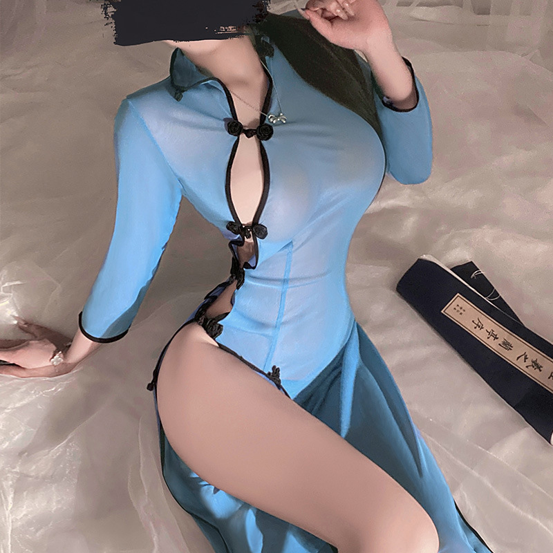 Feimu Long Cheongsam Suit Uniform See-Through Temptation Bare Buttocks 7943 Sexy Intimates Sexy Pure Desire Feimu Long Cheongsam Suit Uniform See-Through Temptation Bare Buttocks 7943 Sexy Intimates Sexy Pure Desire