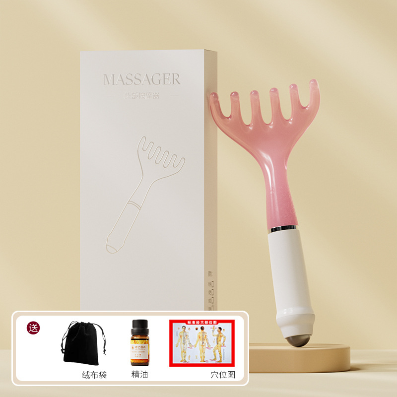 Pein de cuerno de ciervo, rastrillo pequeño, masaje de cinco dedos, peinado de cabello, garra de agarre del cuero cabelludo, meridianos, tratamiento de la cabeza, artefacto de rastrillo de músculos faciales caseros