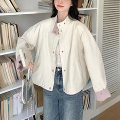 撞色休闲工装外套女春秋2025新款港风宽松休闲流行小个子夹克上衣