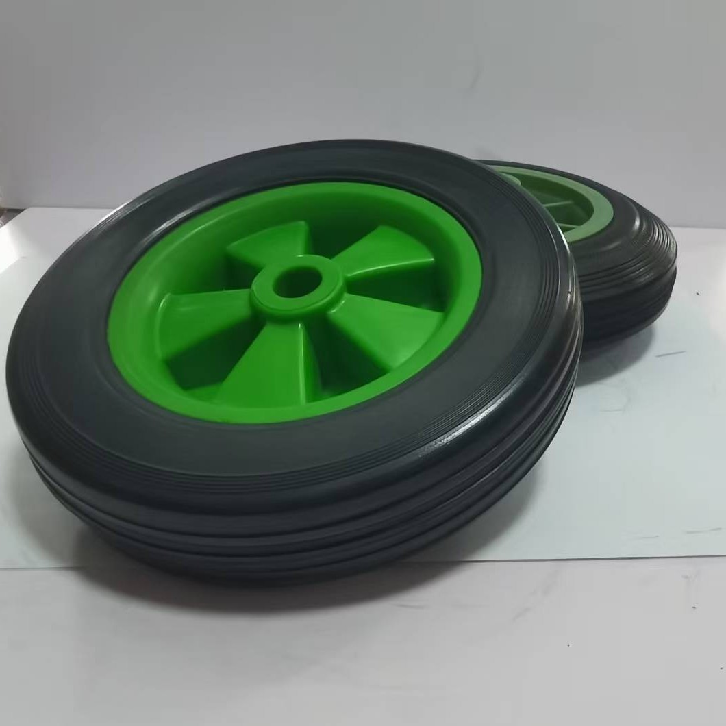 厂家直供6*1.5 绿色塑料轮辐直纹 橡胶实心轮 工业工具车量大价优