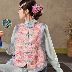 新款复古提花国风花朵亮片背心高端新中式重工刺绣马甲女装 N7067