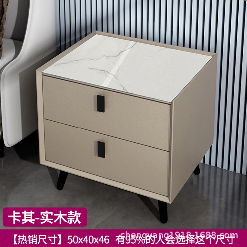 Mesita de noche madera maciza Placa de roca simple moderno Internet celebridad dormitorio mesita de noche protección del medio ambiente todo partido gabinete de almacenamiento mesita de noche