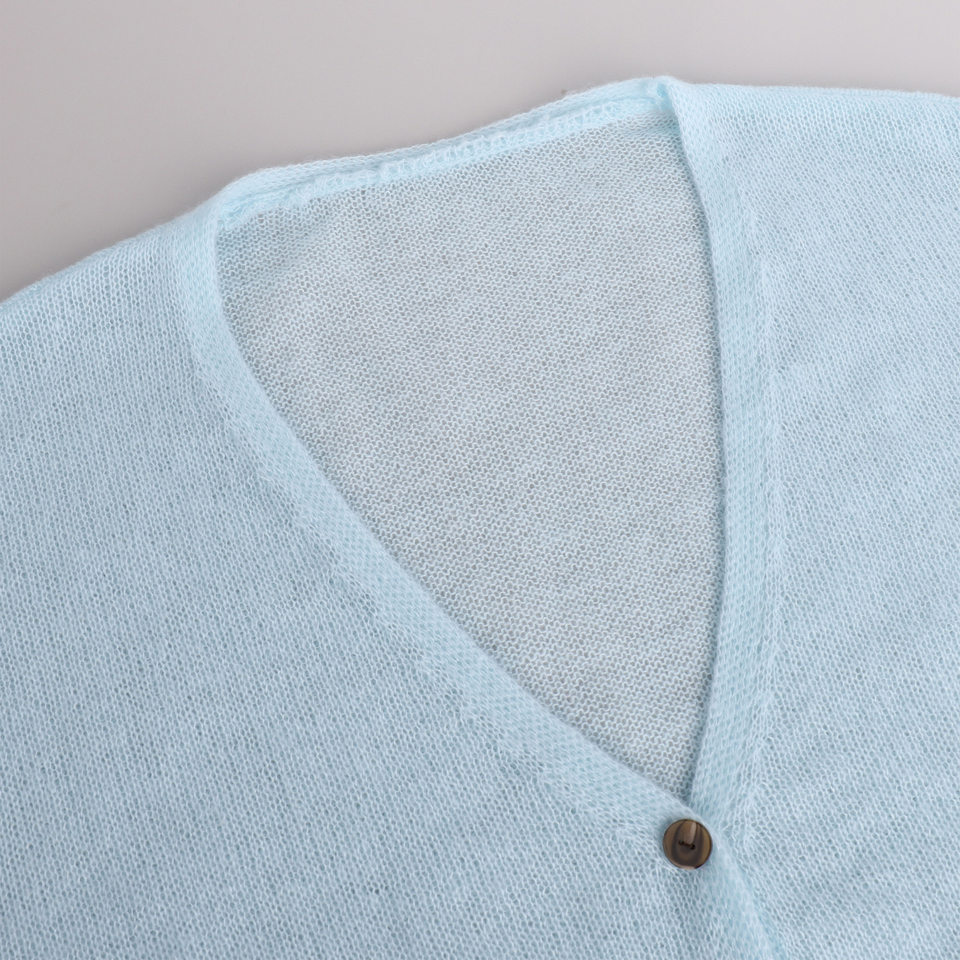Áo cardigan dệt kim nữ cổ chữ V dáng rộng mỏng nhẹ — Màu xanh dương chi tiết 23
