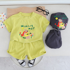 兒童短袖套裝純棉男童T恤寶寶夏季童裝女童短褲嬰兒衣服夏裝批發