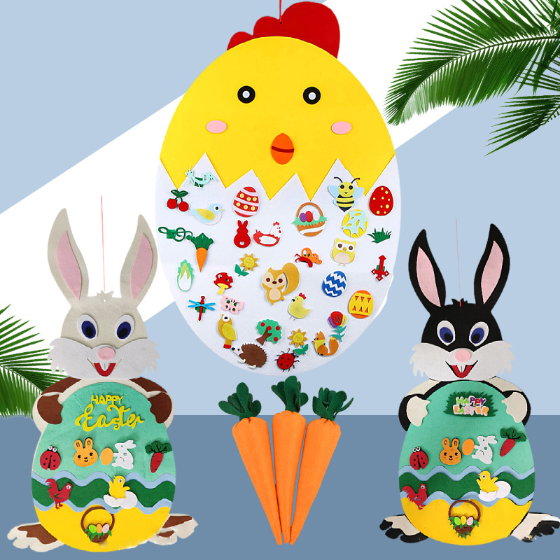 Suministro transfronterizo de los niños educativos hechos a mano de Pascua adornos decorativos de Pascua fieltro de pollo DIY colgante