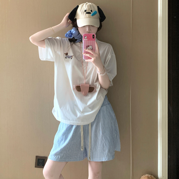 Dibujos animados Hellokitty pijamas estampados mujer 2025 nuevo verano algodón de manga corta pantalones cortos traje de servicio a domicilio