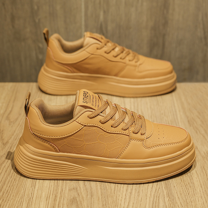 Zapatos de hombre pequeños blancos de primavera nuevos zapatos de skate de tendencia transpirables de suela baja para hombres aumentan la altura de los zapatos de moda casuales