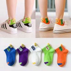 Children's socks spring and summer new cartoon thin pure breathable mesh cotton smiling socks for boys and girls summer cotton socks batch