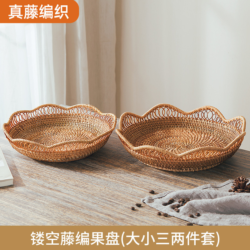 Cesta de almacenamiento de ratán, cesta de frutas, cesta para bollos al vapor, cesta de bambú para pan y refrigerios, cesta de picnic