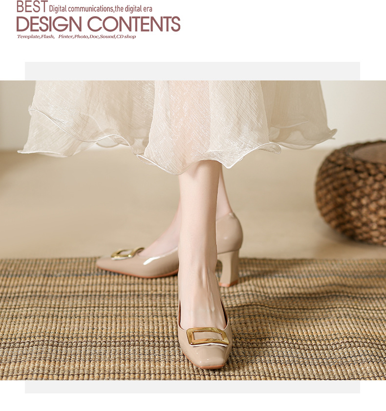 Zapatos de salón con punta y hebilla cuadrada para mujer_voghion.com