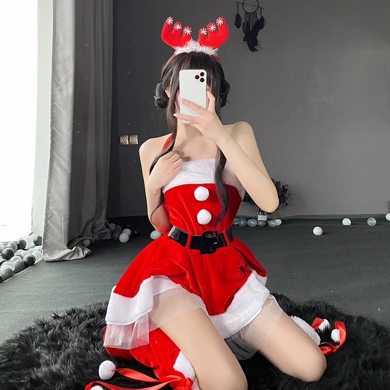 Костюм зайчика Сценическое представление Сексуальный белый пух в наличии Веселый Рождественский костюм Золотая бархатная ткань