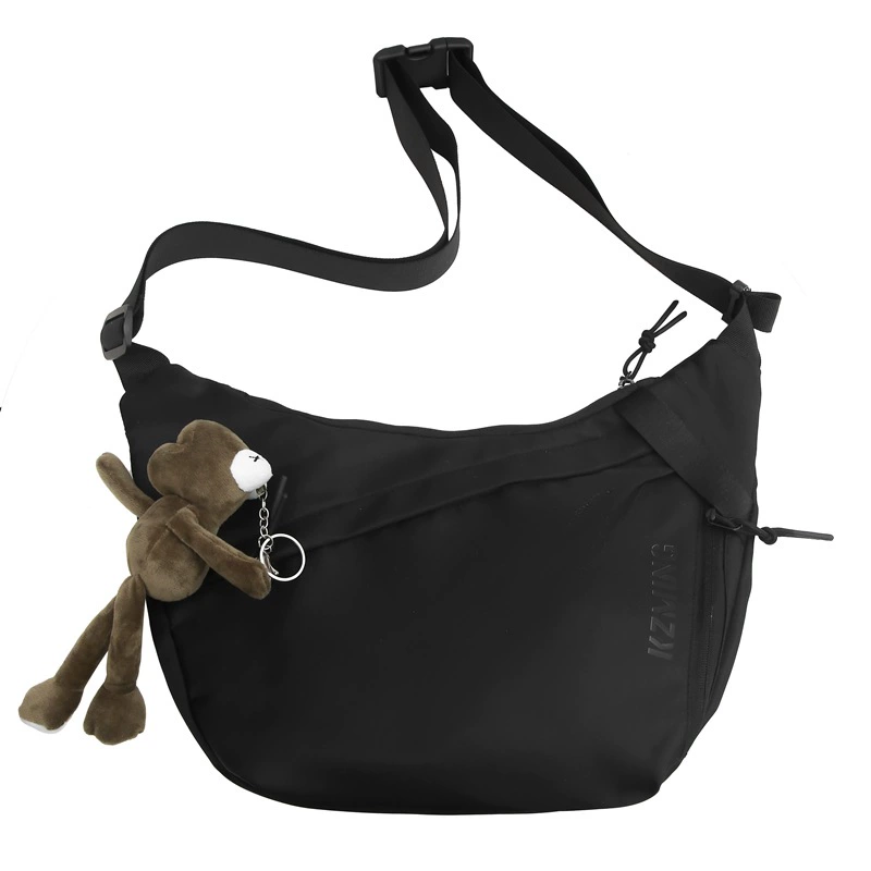 Capacious sports black shoulder bag, for students