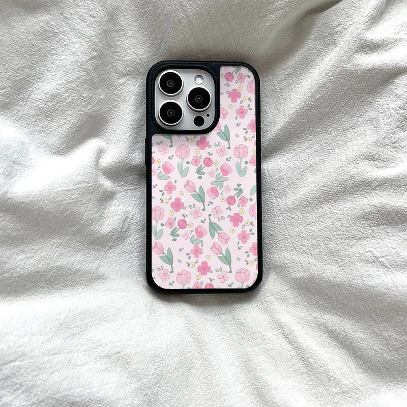 Ins Pink Tulip Suitable for Iphone17Promax Phone Case 15/16 Matte Pc13 Girly 14 Fresh