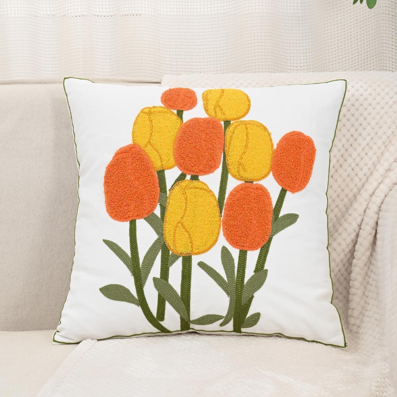 Nordic ins sala de estar toalla bordada sofá almohada cojín pequeño modelo fresco habitación almohada de respaldo de cabecera funda de almohada