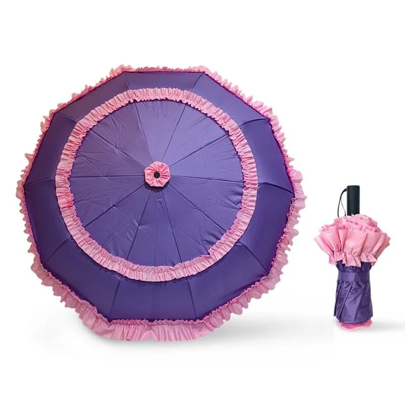 Lolita Pink Lace Folding Umbrella, Dual-Purpose for Sun and Rain, Sun Protection Parasol, Girly and Stylish, Portable Sun Umbrella Lolita Pink Lace Folding Umbrella, Dual-Purpose for Sun and Rain, Sun Protection Parasol, Girly and Stylish, Portable Sun Umbrella