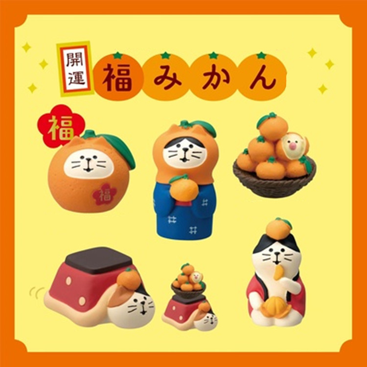 Japanese Grocery zakka Orange Series Home Cat Resin Cute Small Ornaments Gift Miniature Shooting Scene