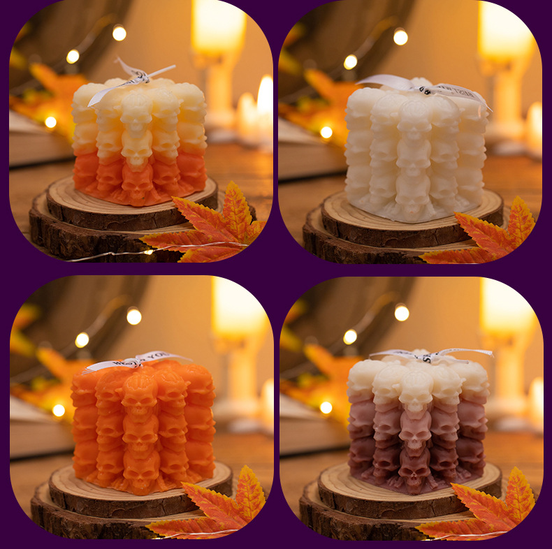 万圣节骷髅魔方南瓜香薰蜡烛手工造型骷髅头蜡烛跨境万圣节摆件详情14