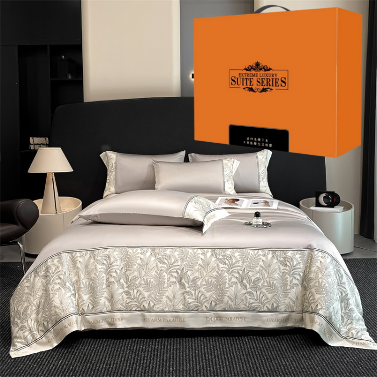 Parure de lit en coton lavé avec housse de couette et draps_voghion.com
