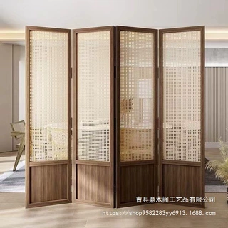 定制木质隔断屏风木质屏风实木隔断折屏落地式办公室茶室玄关遮挡