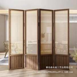定制木质隔断屏风木质屏风实木隔断折屏落地式办公室茶室玄关遮挡