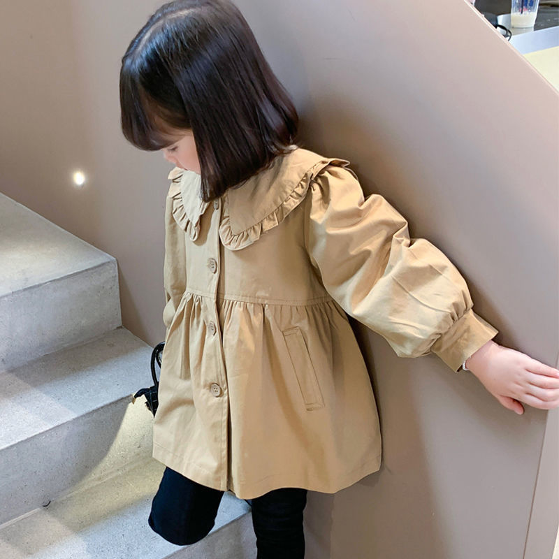 Niñas abrigo abrigo abrigo de otoño ropa infantil 2025 nuevo bebé medio largo niños primavera y otoño chaqueta de moda manga larga