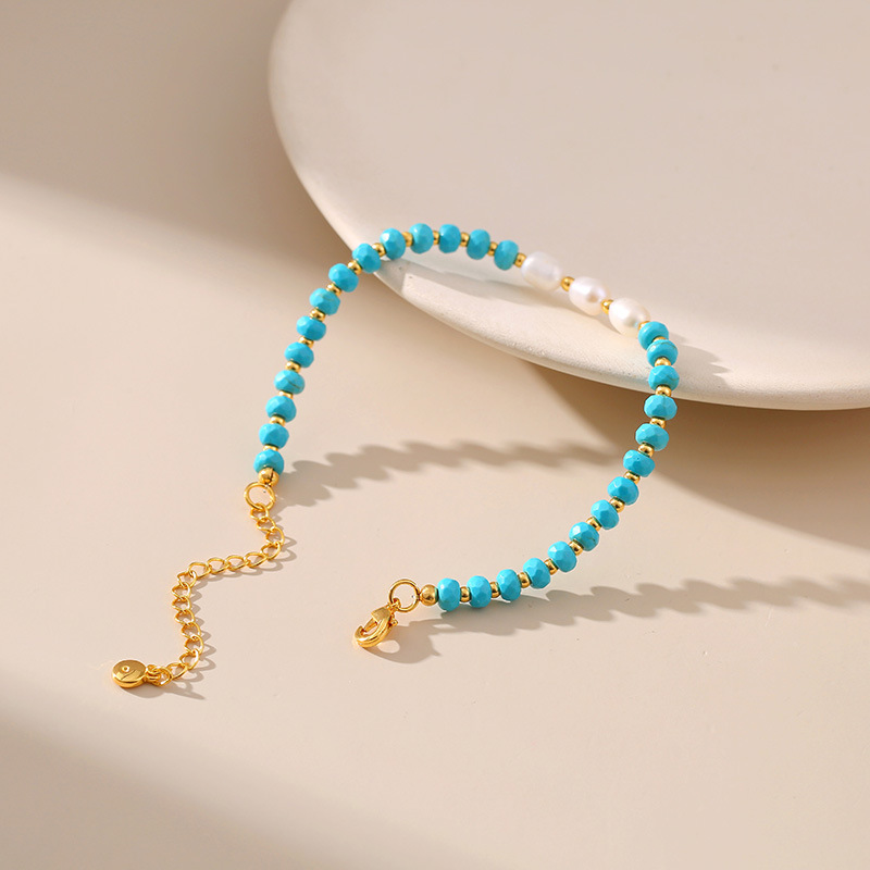 Beaded Design Ethnic Style Geometric Turquoise Freshwater Pearl Copper Beaded Bracelets